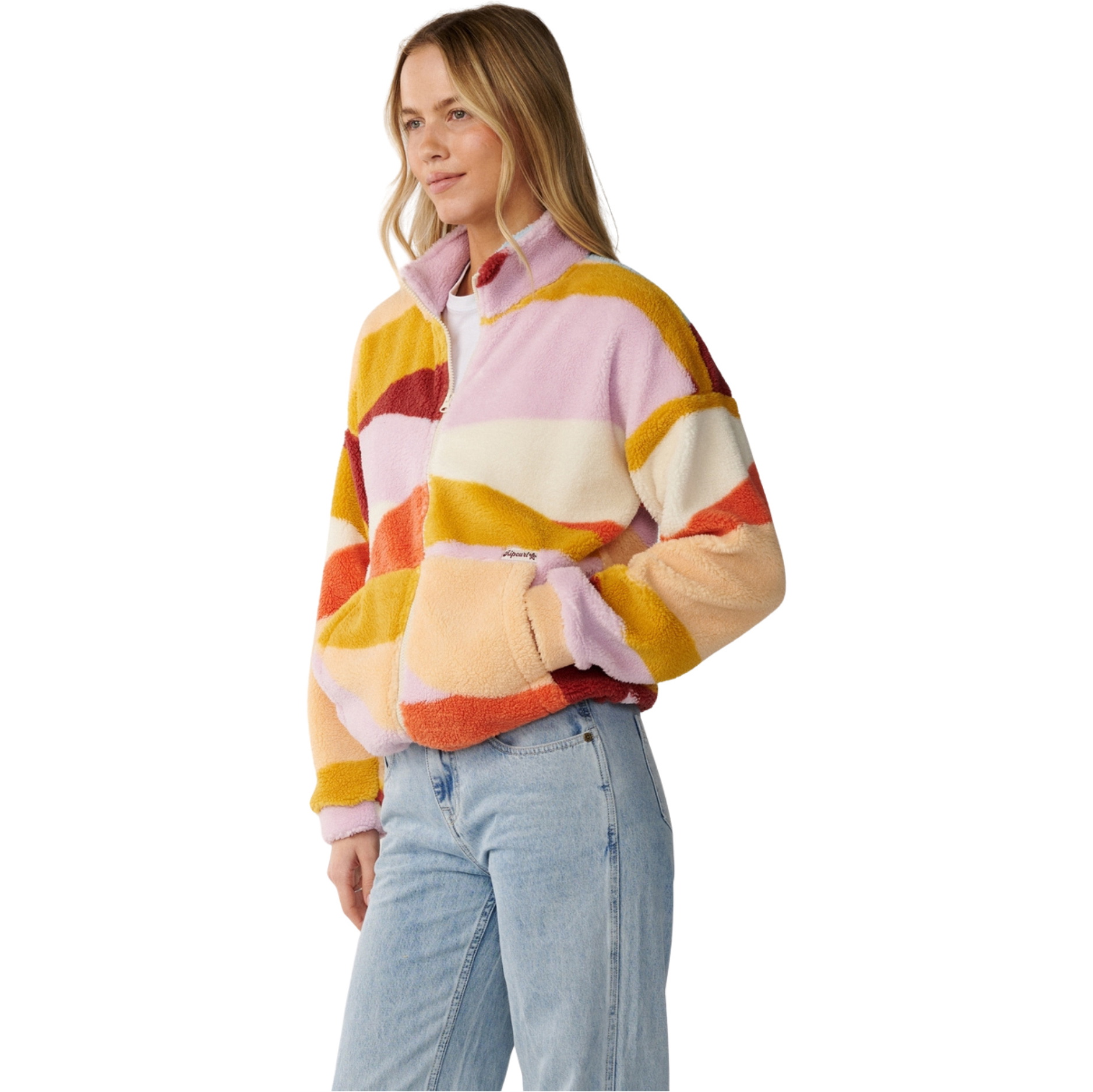 2026 Rip Curl Dame Retro Swell Standard Polær Zip Gennem Fleece 0D7WFL - Multi